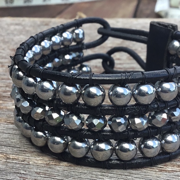 🕶 Silver and Black Cuff - Picture 2 of 5